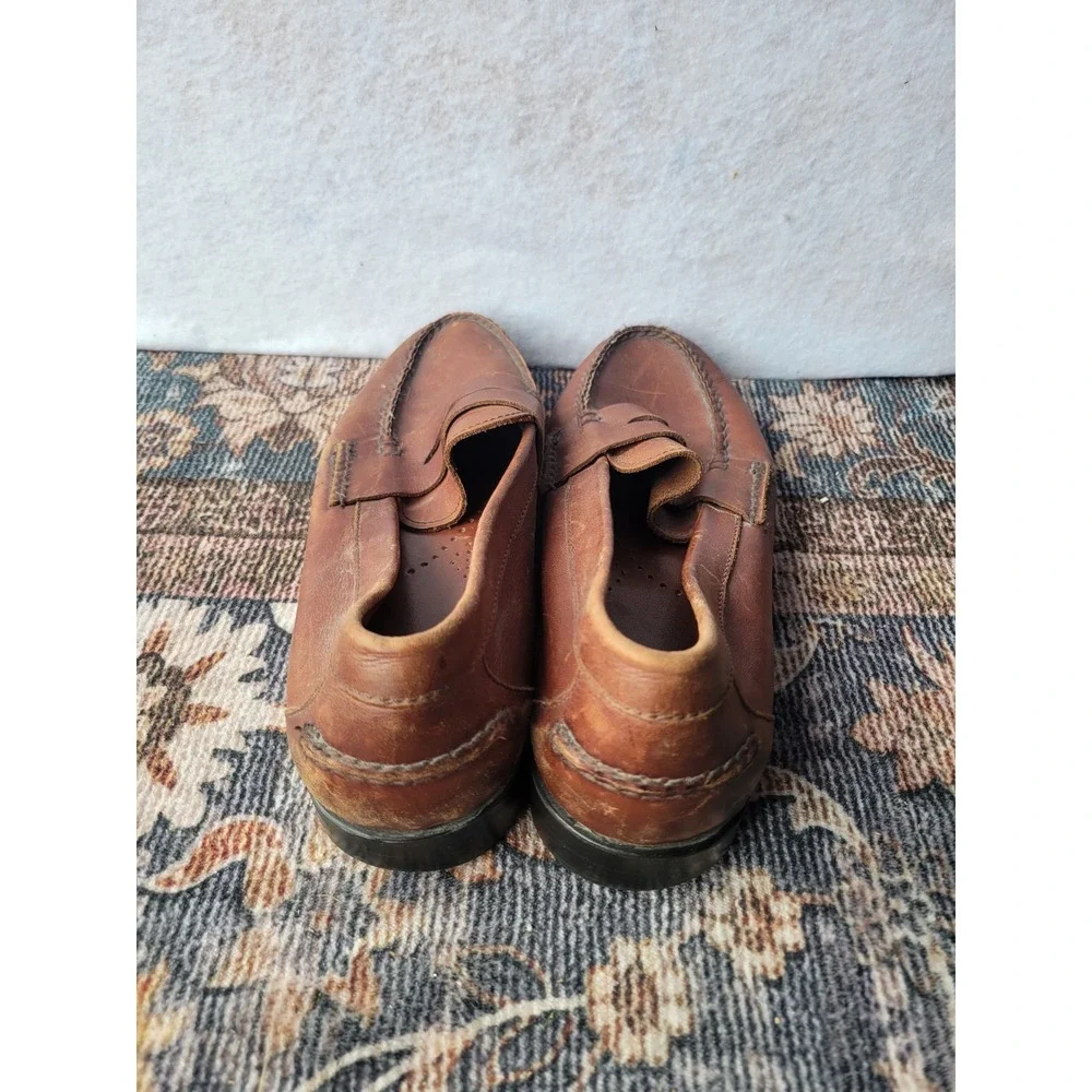 Bass Mens Leather Penny Loafers Brown Slip On Moc Toe Shoes Size 9.5 D